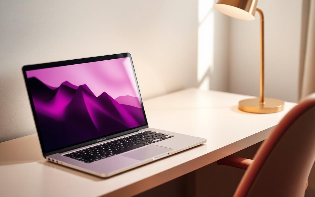 Notebook s přehledovým grafem na krémovém stole