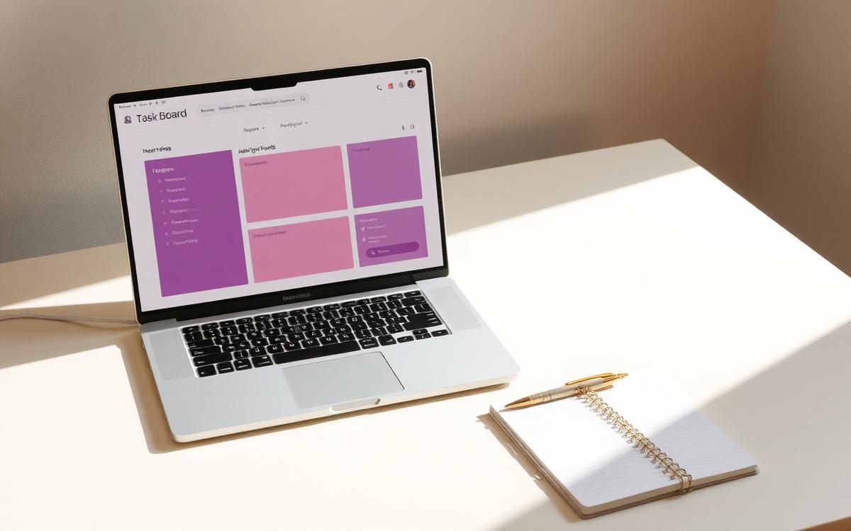 Notebook s přehledem úkolů, poznámkový blok a zlaté pero