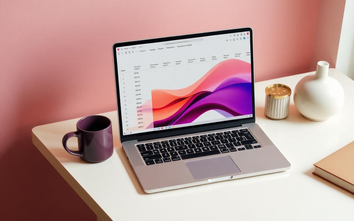 Notebook s přehledem čísel na pracovním stole